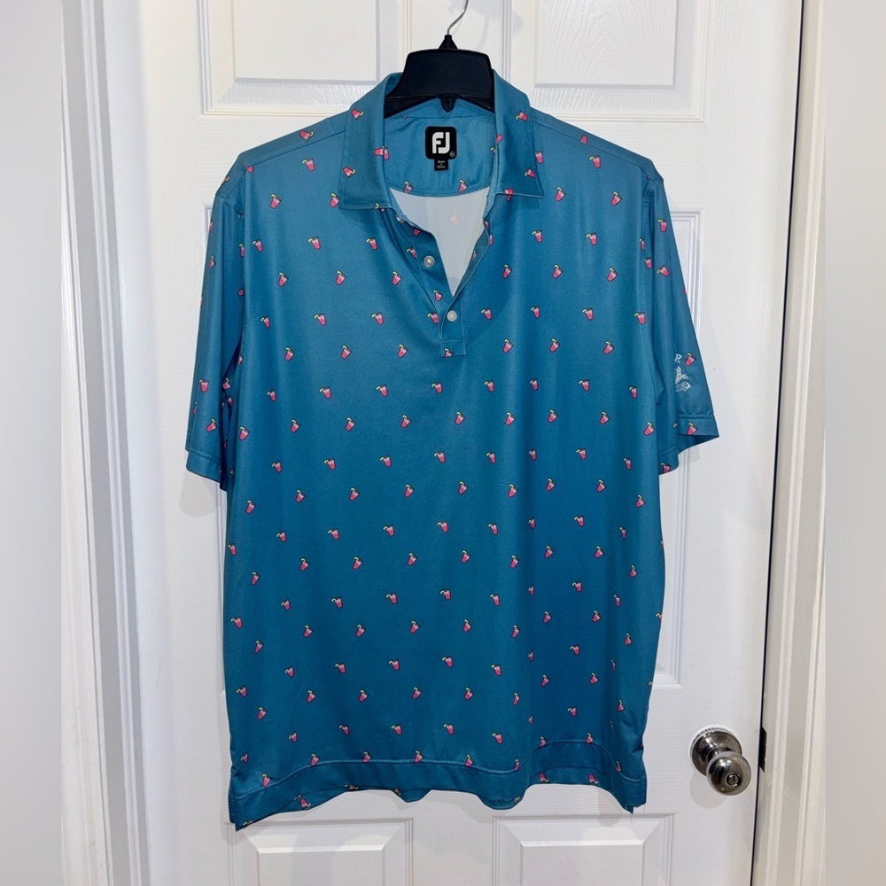 FootJoy Men's Lisle cocktail print golf polo shirt SZXL​​